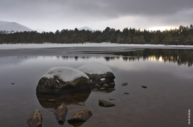 Loch Morlich - Sun Setting over the Frozen Loch